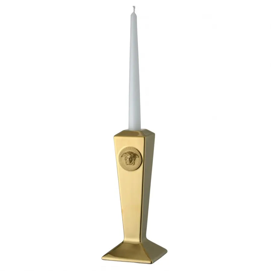 Versace Rosenthal porcelain candlestick with Medusa Gold design 14299-403609-25713