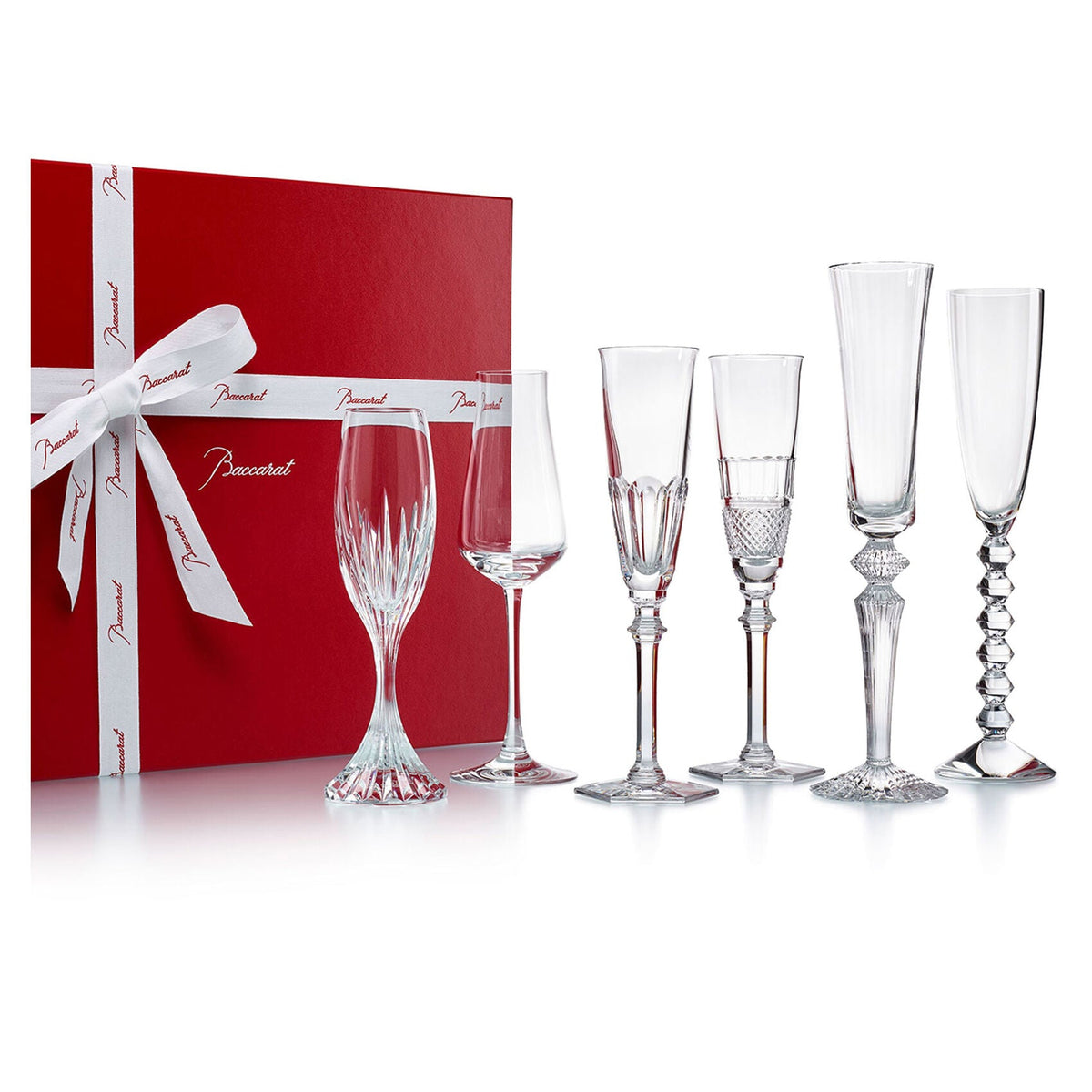 Set of 6 Baccarat Bubble Box flutes