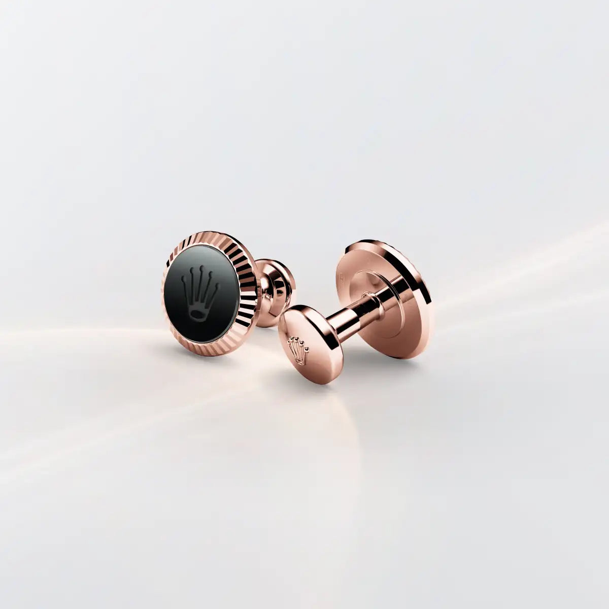 Gemelli “Zigrinatura” Rolex in Oro Everose e ceramica, A1035 | Sergio Capone