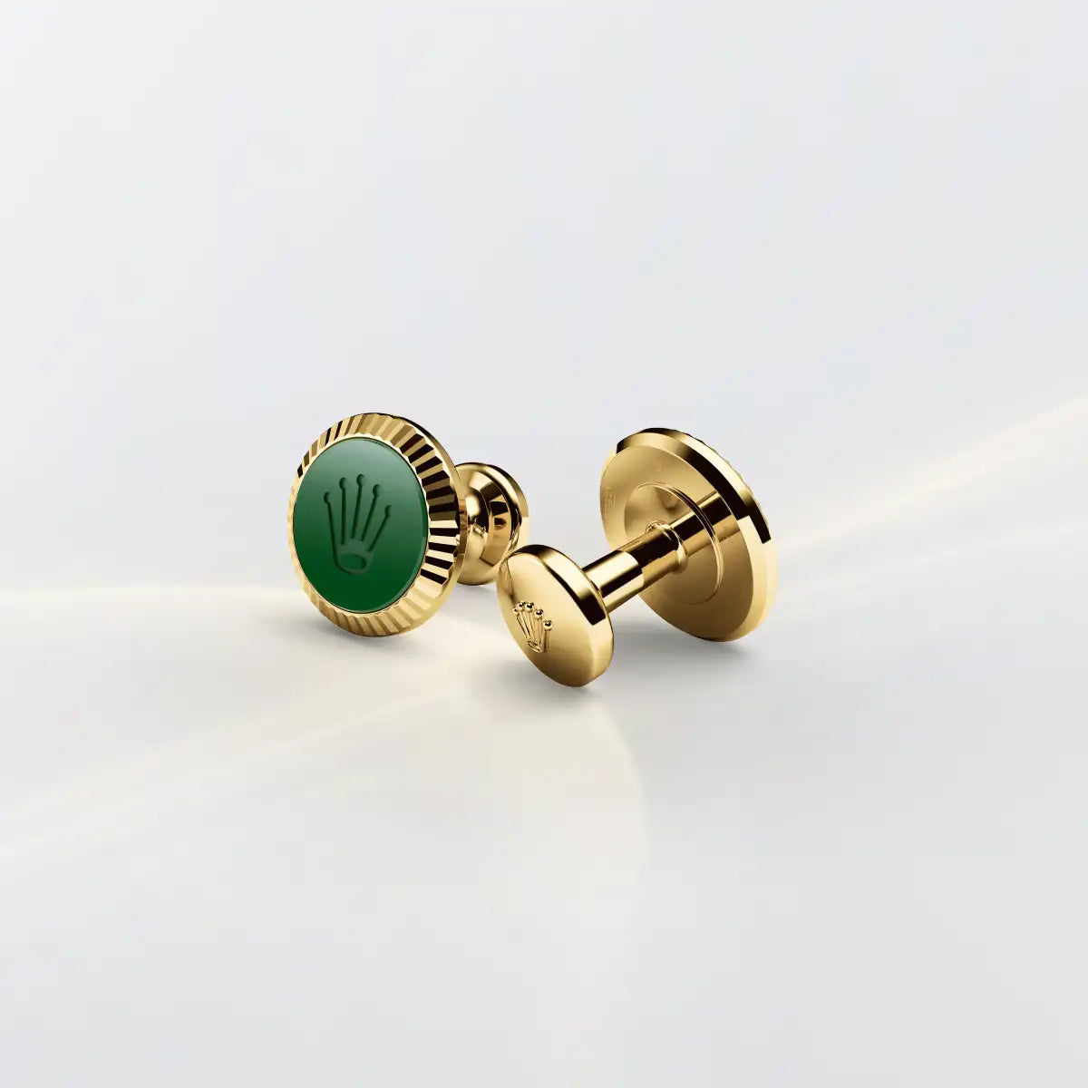 Gemelli “Zigrinatura” Rolex in Oro giallo e ceramica, A1038 | Sergio Capone