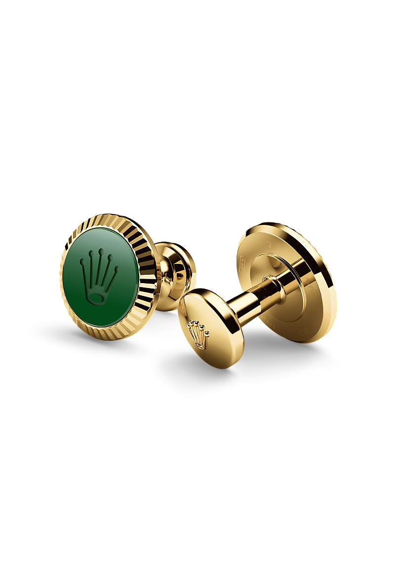Gemelli “Zigrinatura” Rolex in Oro giallo e ceramica, a1038 | Sergio Capone